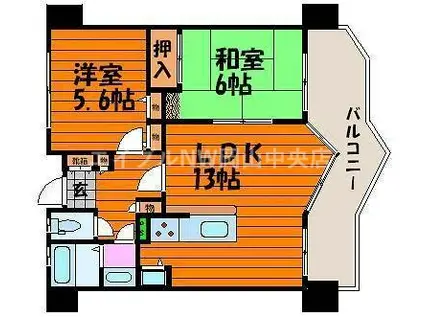 ふぁみーゆ中島田(2LDK/7階)の間取り写真