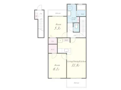 パルマリィ(2LDK/2階)の間取り写真