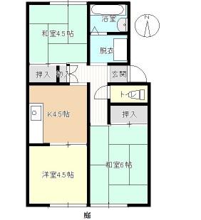 プレジール西岡(3K/1階)の間取り写真