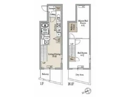 LIVE GEO NAKAMURABASHI(2LDK/B1階)の間取り写真