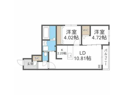 ALIVIS北23条 アリヴィス北23条(2LDK/2階)の間取り写真