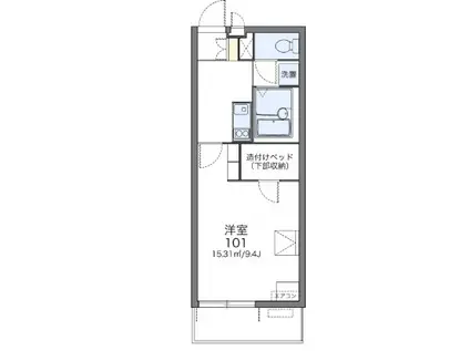 レオパレスイーストビレッジ2(1K/2階)の間取り写真