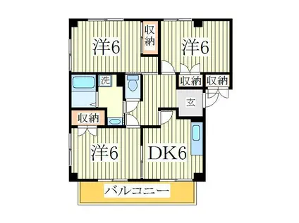 レイクヒルズ2(3DK/1階)の間取り写真