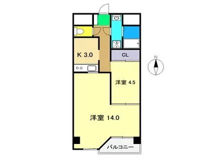 ハビット 南棟(2K/2階)の間取り写真