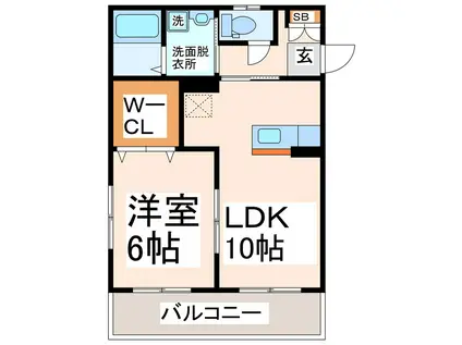 PATIO黒髪II(1LDK/2階)の間取り写真