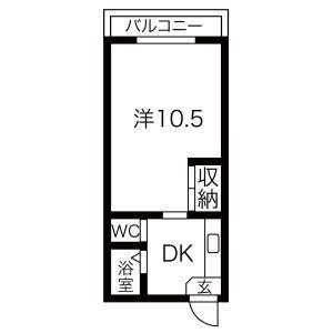 ニューマンション丸由(1DK/4階)の間取り写真
