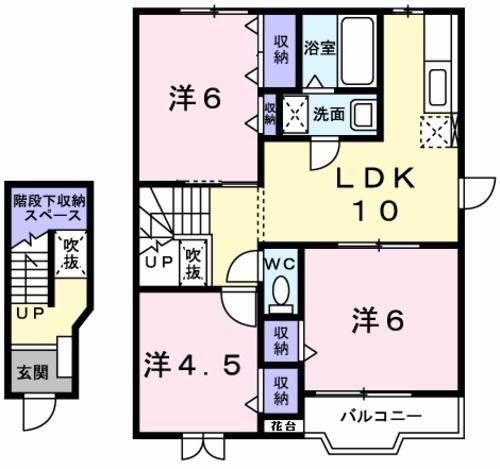 サンビーチ毛見I(3LDK/2階)の間取り写真