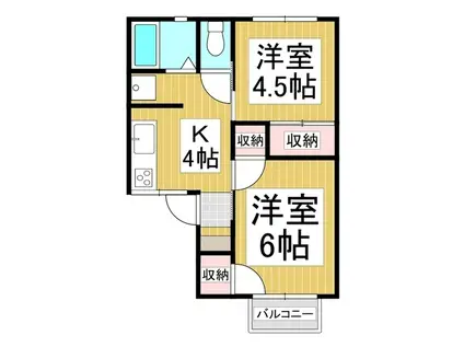ビラ沖田 C(2K/2階)の間取り写真