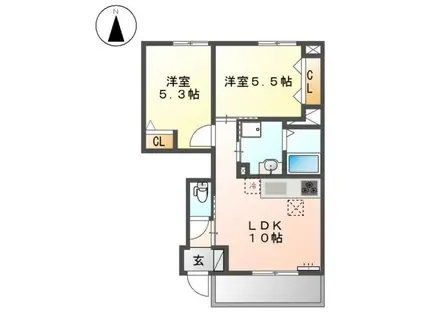 プルミエール(2LDK/1階)の間取り写真