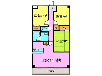 ベレール(3LDK/3階)の間取り写真
