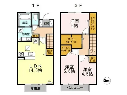 シャルマン・コスモス(3LDK/1階)の間取り写真