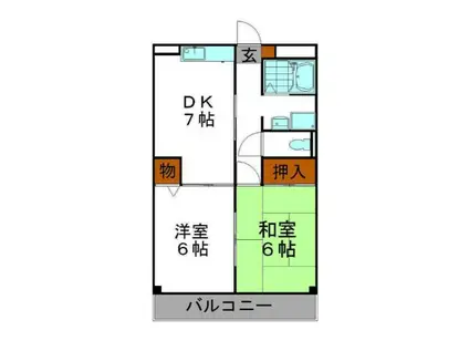シャトレ手柄(2DK/1階)の間取り写真