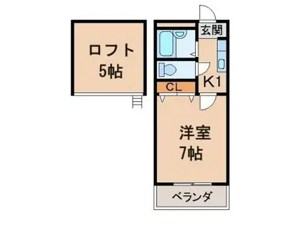 ラ・フォーレ西浜(1K/2階)の間取り写真