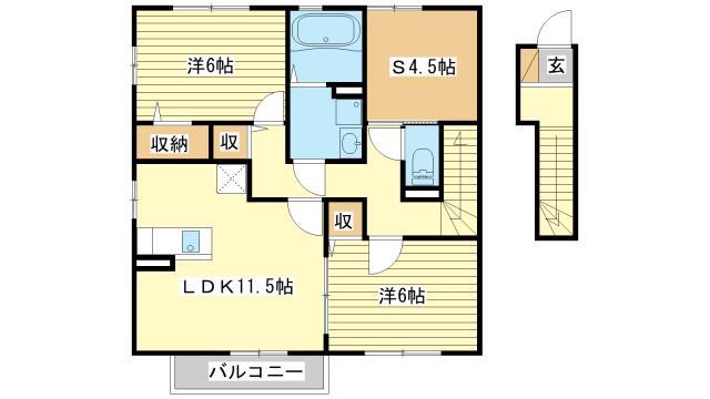 ハイムエルピスIII(2LDK/2階)の間取り写真