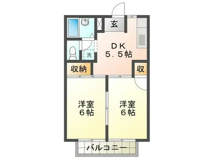 シティハイツ吉沢C(2DK/2階)の間取り写真