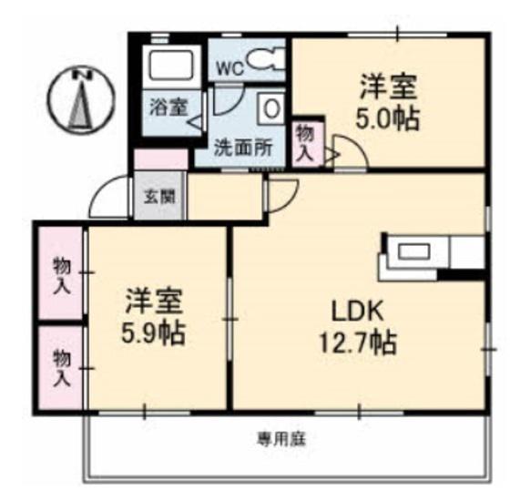 メゾンレディバード A棟(2LDK/2階)の間取り写真