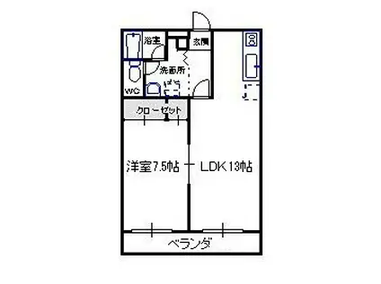 正気屋ハイツA棟(1LDK/1階)の間取り写真
