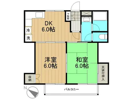 ファーストメゾン(2DK/1階)の間取り写真
