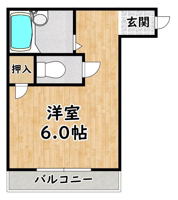 ルーミングイン千舟(ワンルーム/4階)の間取り写真