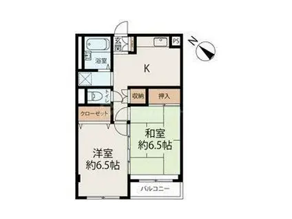 富士美ハイツ(2K/1階)の間取り写真