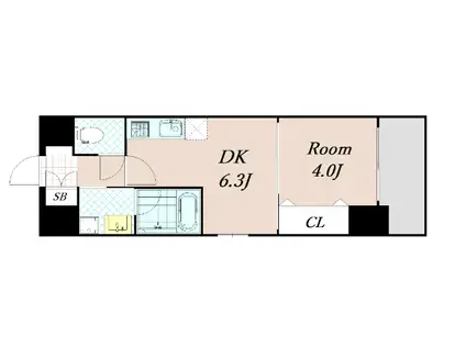 ベラジオ雅び京都円町駅前(1DK/2階)の間取り写真