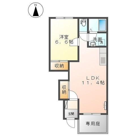 スターテラス 小池原(1LDK/1階)の間取り写真