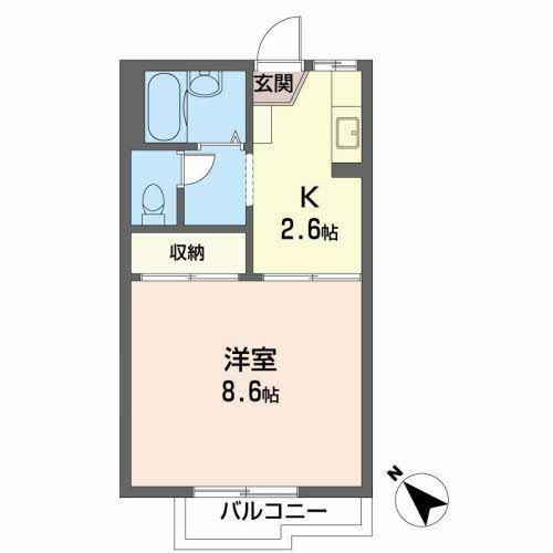 エスポワール八幡I・II(1K/2階)の間取り写真