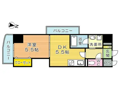 THE SQUARE・CLUB RESIDENCE ザ・スクエアクラ(1DK/6階)の間取り写真