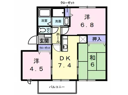 ハビテーション長通B(3DK/2階)の間取り写真
