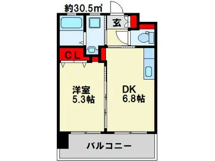 フェルト127(1DK/5階)の間取り写真