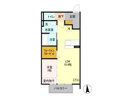 フォッサート・トレ 弐番館(1LDK/1階)の間取り写真