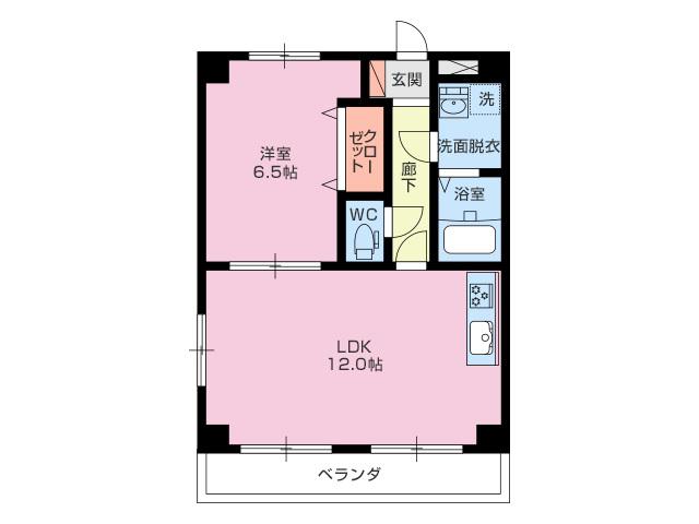 モアナコート(1LDK/2階)の間取り写真