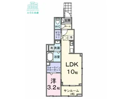 サニープレイス 古町(1LDK/1階)の間取り写真
