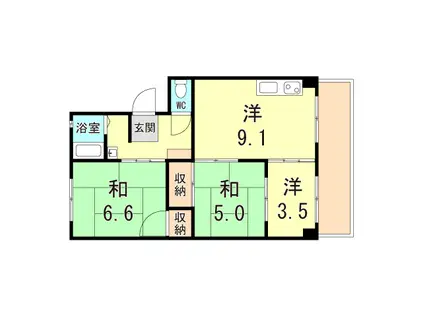 コーポさとり(3DK/3階)の間取り写真