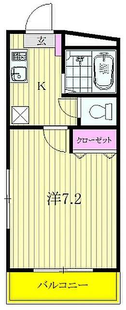 シャトル聖つつじヶ丘(1K/2階)の間取り写真