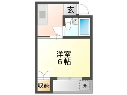 パラシオン彩(1K/2階)の間取り写真