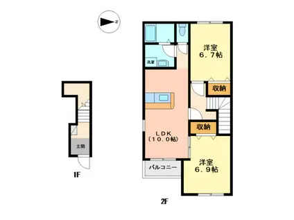 ソレイユ元宮II(2LDK/2階)の間取り写真
