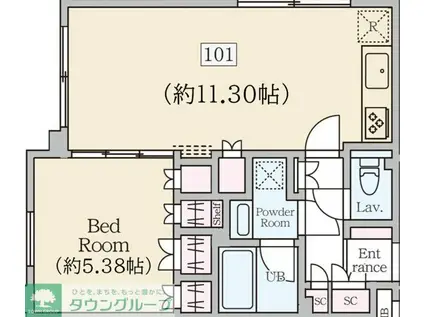 REVERESIDENCE初台(1LDK/1階)の間取り写真