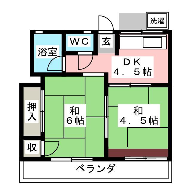 シティハイム南町(2K/2階)の間取り写真
