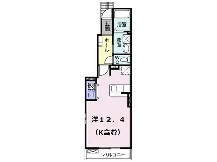 ブルス・ハープI(ワンルーム/1階)の間取り写真