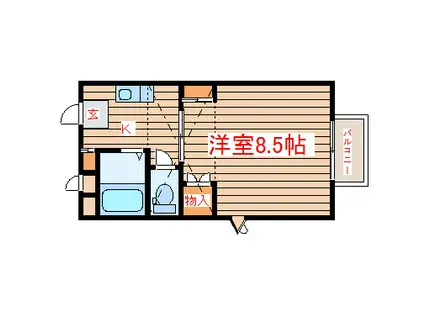 トゥジュールII(1K/1階)の間取り写真