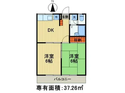 エステートピア堀内2(2DK/1階)の間取り写真