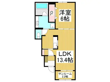 ヴィオーラ御園(1LDK/1階)の間取り写真