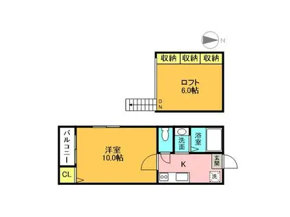 グリーンフォレスト(1K/2階)の間取り写真