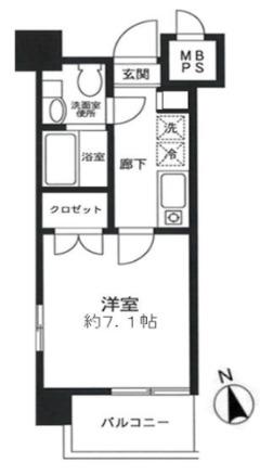 ドゥーエ川口(1K/6階)の間取り写真