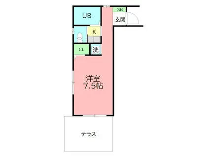 ハイライフ石上(1K/1階)の間取り写真
