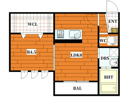 MIRAISM廿日市本町(1LDK/2階)の間取り写真