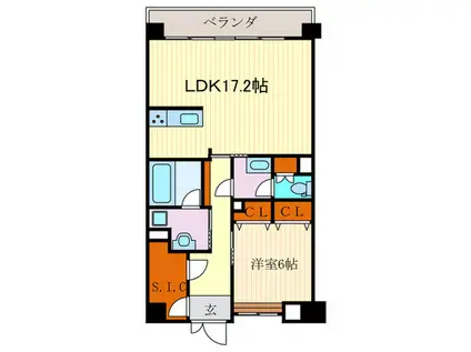 ES-GRANDE京都長岡天神(1LDK/2階)の間取り写真