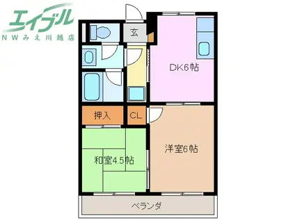 LIMPIAグランメール(2DK/2階)の間取り写真