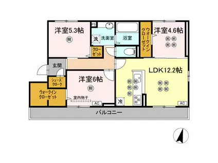 BLISS COURT II(3LDK/3階)の間取り写真